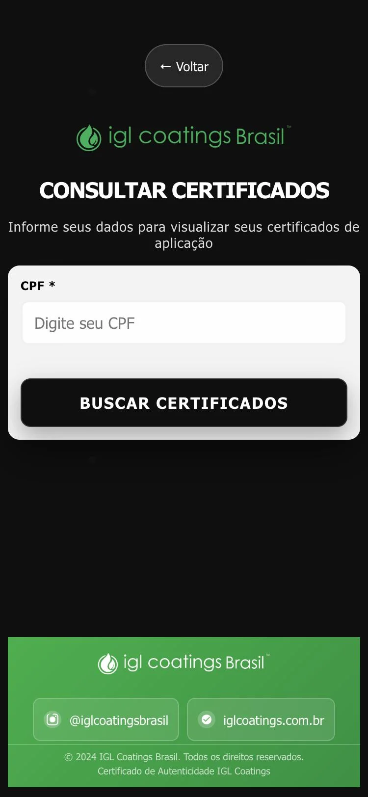 Consulta de certificados pelo CPF